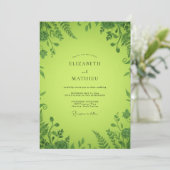 Chartreuse-Farn-Hochzeit Einladung (Stehend Vorderseite)
