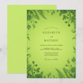Chartreuse-Farn-Hochzeit Einladung (Vorne/Hinten)