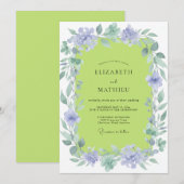 Chartreuse Flieder Kranz Hochzeit Einladung (Vorne/Hinten)