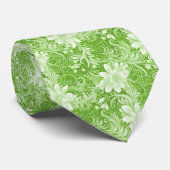 Chartreuse Floral Batik Krawatte (Gerollt)