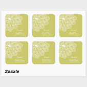 Chartreuse Floral Blume Brautparty Fevor Quadratischer Aufkleber (Blatt)