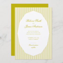 Chartreuse Formal Elegant Classic Stripes Wedding Save The Date