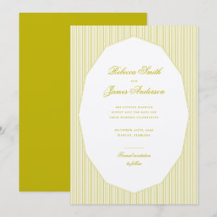 Chartreuse Formal Elegant Klassisch Gestreift Hoch Save The Date