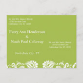 Chartreuse Funky Damask Save the Date Ankündigungspostkarte (Rückseite)