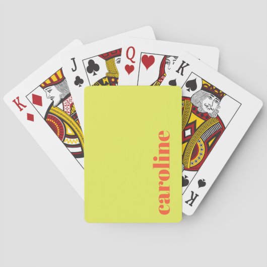 Chartreuse Gelb Fette Orange Personalisierter Name Spielkarten (Rückseite)