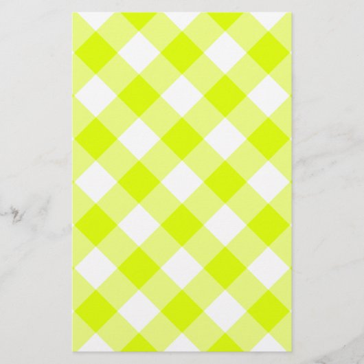 Chartreuse Gelb Gingham Briefpapier (Vorderseite)