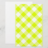 Chartreuse Gelb Gingham Briefpapier (Vorne/Hinten)