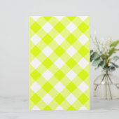 Chartreuse Gelb Gingham Briefpapier (Stehend Vorderseite)