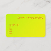 Chartreuse gelb - Hallo Visitenkarte (Rückseite)