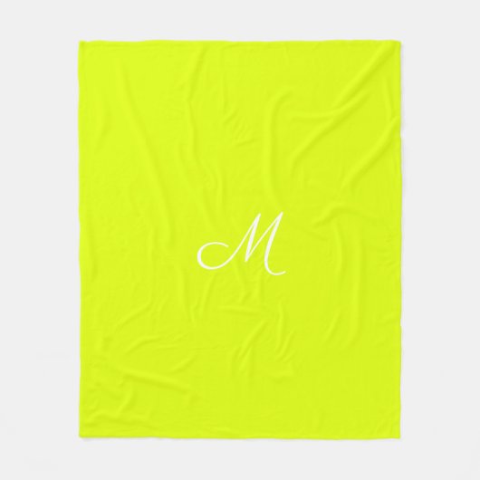 Chartreuse gelb - mit Monogramm Fleecedecke (Vorderseite)