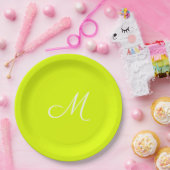 Chartreuse gelb - mit Monogramm Pappteller (Party)