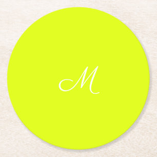 Chartreuse gelb - mit Monogramm Runder Pappuntersetzer