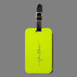 Chartreuse gelb - Name hinzufügen Gepäckanhänger<br><div class="desc">Gepäckanhänger mit gelbem, massivem Hintergrund und handgeschriebenem Look , grauer Schriftart Elegant und trendige Gestaltung von Alma Wad .Personalisieren Sie ihn jetzt mit Ihrem Namen . Designer-Tipp : Der Name kommt in handgeschriebenem Skript mit Swashes. Wenn Sie personalisieren, setzen Sie Ihren Namen zwischen diesen Symbolen. _________________ Die hellen Gelbfärbungen sind...</div>