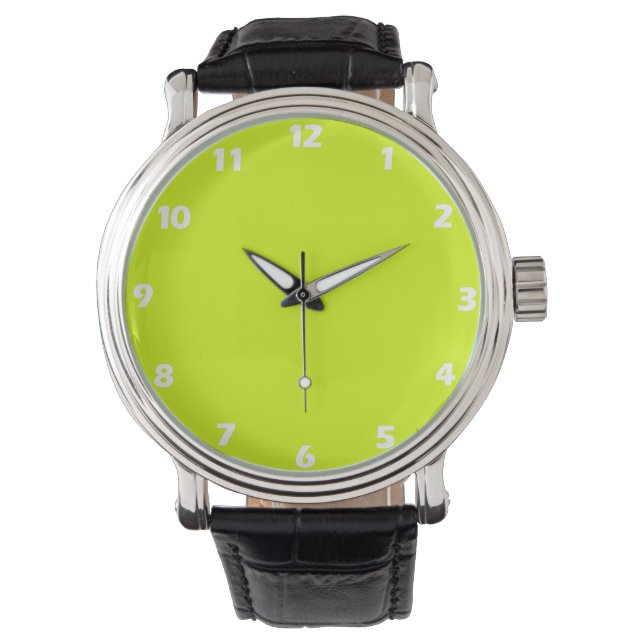 Chartreuse Gelbe Farbe Armbanduhr (Vorderseite)