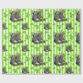 Chartreuse gestreifte Kleeblatt Schuhe St. Patrick Geschenkpapier (Flach)