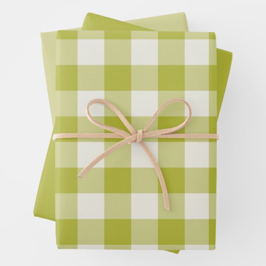 Chartreuse Gingham Geschenkpapier Set (Beispiel)