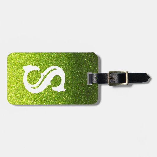 Chartreuse Glitzer Ombre Glitzern Glam Monogram Gepäckanhänger (Vorderseite horizontal)