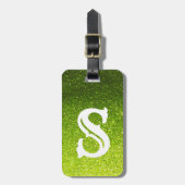 Chartreuse Glitzer Ombre Glitzern Glam Monogram Gepäckanhänger (Vorderseite vertikal)