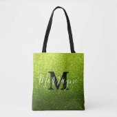 Chartreuse Glitzer Ombre Sparkle Metallic Monogram Tasche (Vorderseite)