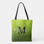 Chartreuse Glitzer Ombre Sparkle Metallic Monogram Tasche (Rückseite)