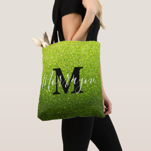 Chartreuse Glitzer Ombre Sparkle Metallic Monogram Tasche