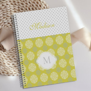 Chartreuse Graue Punkte Trendy Monogramm Planer