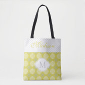 Chartreuse Gray Dots Trendy Initial Monogram Tasche (Vorderseite)