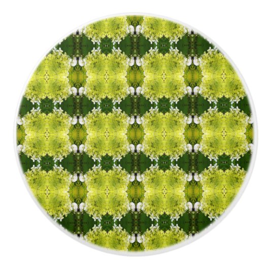 Chartreuse Green Abstrakt Hydrangea Blooms Muster Keramikknauf (Vorderseite)