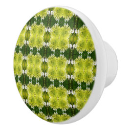 Chartreuse Green Abstrakt Hydrangea Blooms Muster Keramikknauf