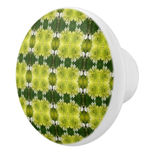 Chartreuse Green Abstrakt Hydrangea Blooms Muster Keramikknauf (Rechts)