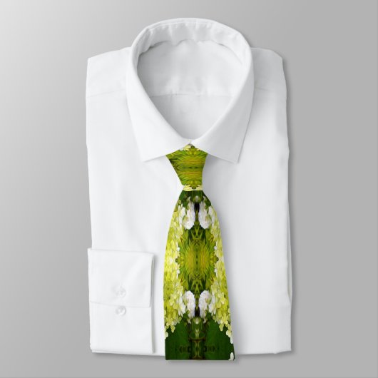 Chartreuse Green Abstrakt Hydrangea Blooms Muster Krawatte (Gebunden)