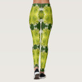 Chartreuse Green Abstrakt Hydrangea Blooms Muster Leggings (Rückseite)