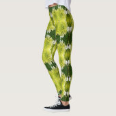 Chartreuse Green Abstrakt Hydrangea Blooms Muster Leggings (Links)