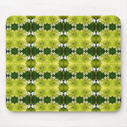 Chartreuse Green Abstrakt Hydrangea Blooms Muster Mousepad (Vorne)