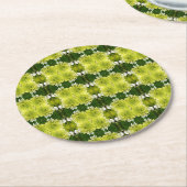 Chartreuse Green Abstrakt Hydrangea Blooms Muster Runder Pappuntersetzer (Angewinkelt)