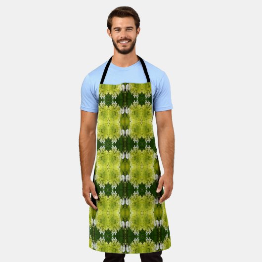 Chartreuse Green Abstrakt Hydrangea Blooms Muster Schürze (Getragen)