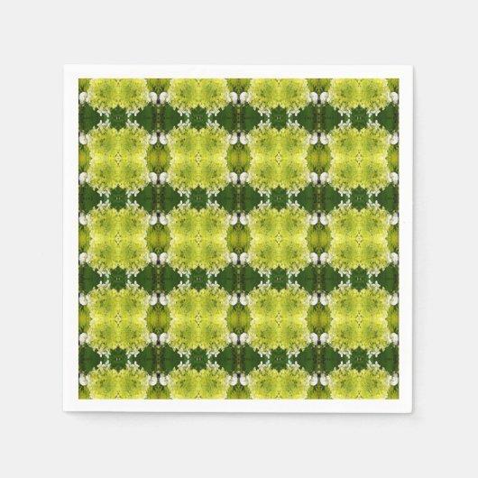Chartreuse Green Abstrakt Hydrangea Blooms Muster Serviette (Vorderseite)