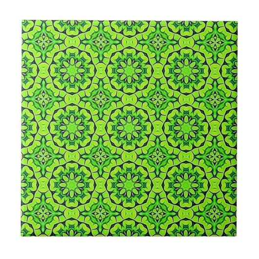 Chartreuse Green Aesthetic Clover Pattern #9 Fliese (Vorderseite)
