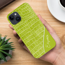 Chartreuse Green Crocodile Personalisiert Case-Mate iPhone 14 Hülle