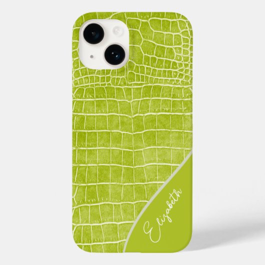Chartreuse Green Crocodile Personalisiert Case-Mate iPhone Hülle (Rückseite)