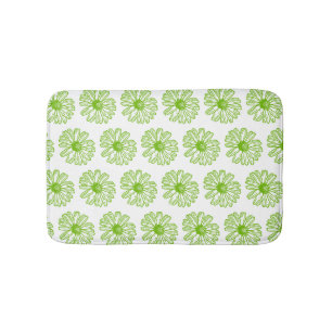 Chartreuse Green Daisy Print, Hippie Blume Print Badematte