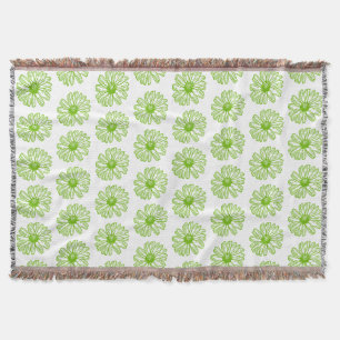 Chartreuse Green Daisy Print, Hippie Blume Print Decke