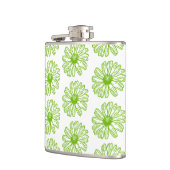 Chartreuse Green Daisy Print, Hippie Blume Print Flachmann (Links)