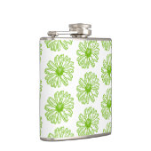 Chartreuse Green Daisy Print, Hippie Blume Print Flachmann (Rechts)