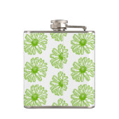 Chartreuse Green Daisy Print, Hippie Blume Print Flachmann (Rückseite)