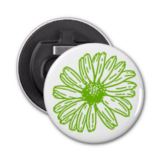 Chartreuse Green Daisy Print, Hippie Blume Print Flaschenöffner