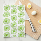 Chartreuse Green Daisy Print, Hippie Blume Print Geschirrtuch (Viertel Falte)