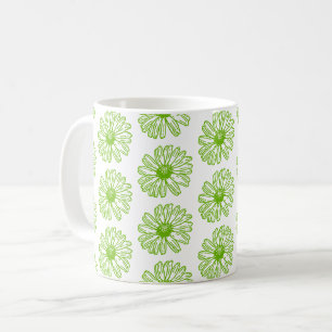 Chartreuse Green Daisy Print, Hippie Blume Print Kaffeetasse