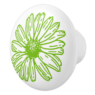Chartreuse Green Daisy Print, Hippie Blume Print Keramikknauf