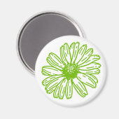 Chartreuse Green Daisy Print, Hippie Blume Print Magnet (Vorderseite/Rückseite)